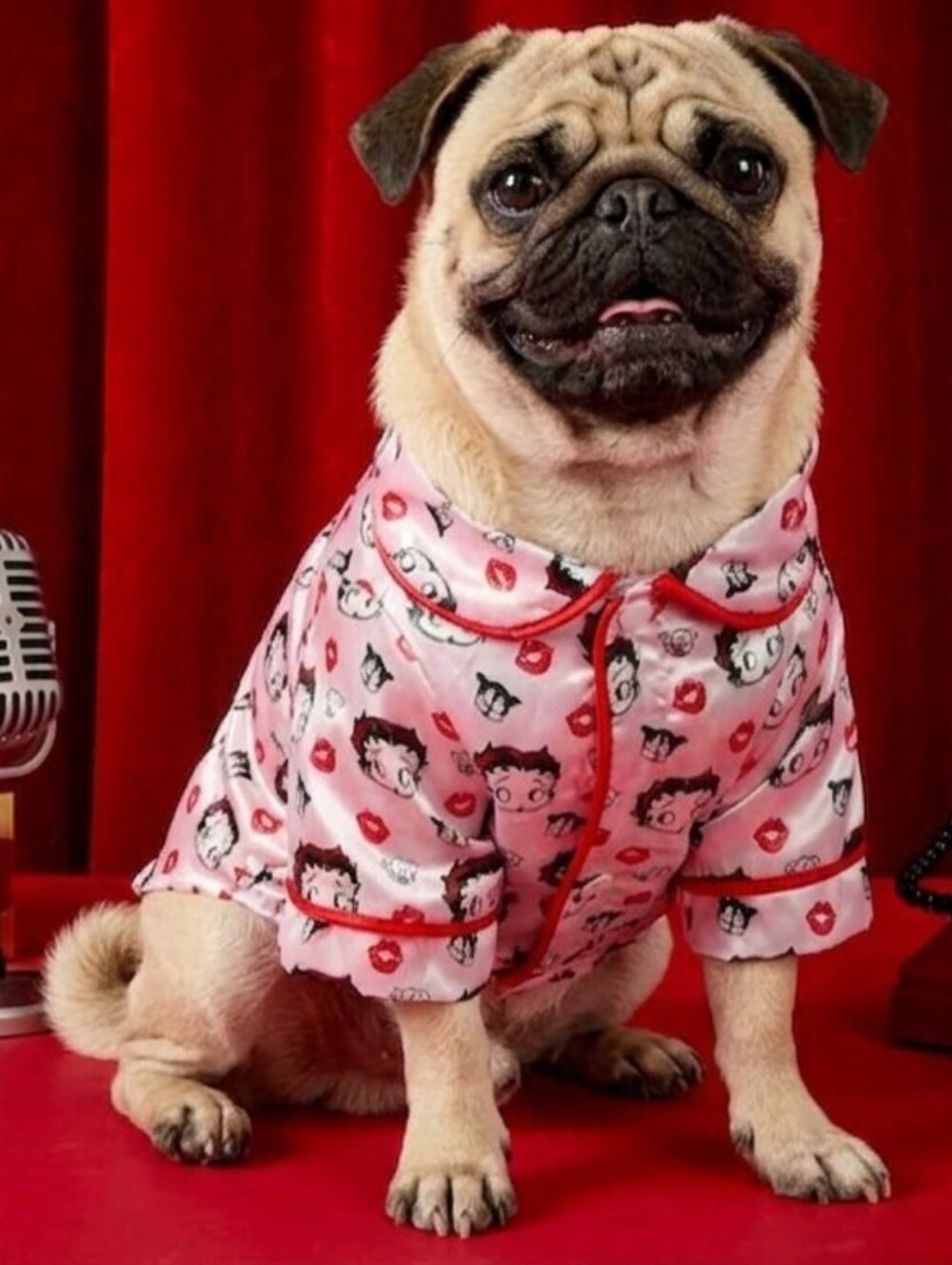 Betty Boop Pink & Red Dog Pajama Top